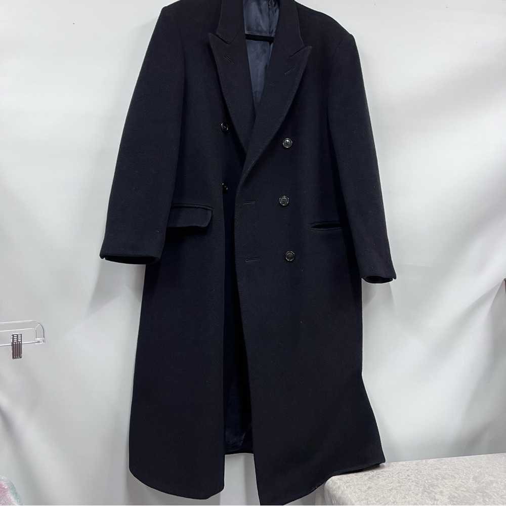 Men's cashmere wool blend Double-Breasted Coat made in England FLAWED